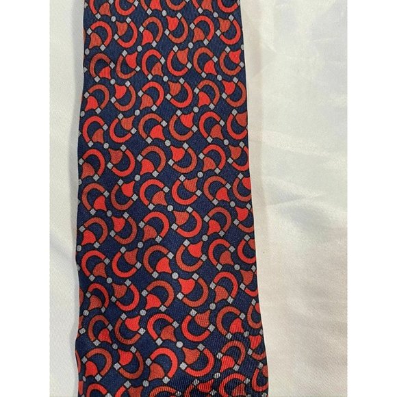 Gucci for LMF Horsebit Navy Red Silk Tie - Picture 3 of 6